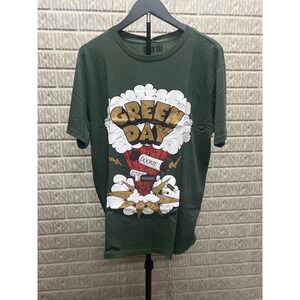 Green Day Dookie Green Pigment Dye Graphic T-Shirt Mens Medium Tracklist Back